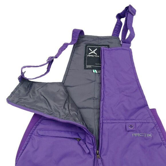 Arctix A6 Snow Bib Youth Large Purple Front Zip Insulated Warm Winter Outdoor - Picture 3 of 11